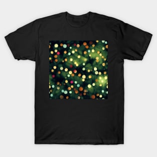 Christmas Tree Watercolor Bokeh Christmas Lights Design T-Shirt